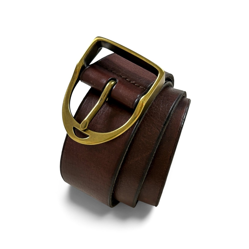 Polo Ralph Lauren Wilton Equestrian D-Ring Leather Belt Brown Brass RL Buckle 34 - Picture 6 of 12